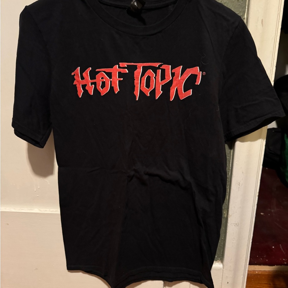 Hot Topic Tee with Red Logo on Black